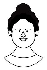 Woman face cartoon in black and white