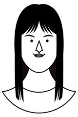 Woman face cartoon in black and white