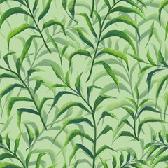 Naadloze patroon. Palmbladeren in aquarelstijl