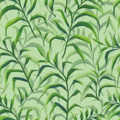 Tapeten Nahtloses Muster. Palmblätter im Aquarellstil © Gribanessa
