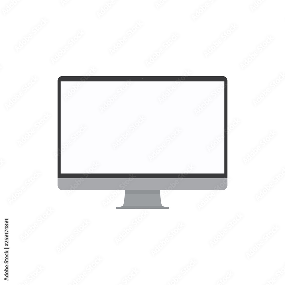 Fototapete Computer display with blank screen. Front view. Computer screen isolated on white background vector eps10