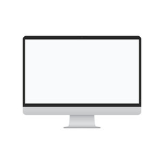 Fototapeta premium Desctop computer display front view. Computer gray screen, icon. Desctop computer sign.