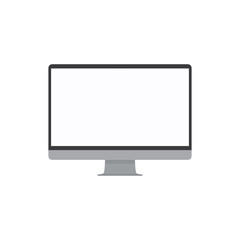 Computer display with blank screen. Front view. Computer screen isolated on white background vector eps10