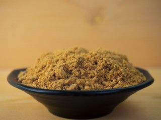  brown sugar on the wood floor.