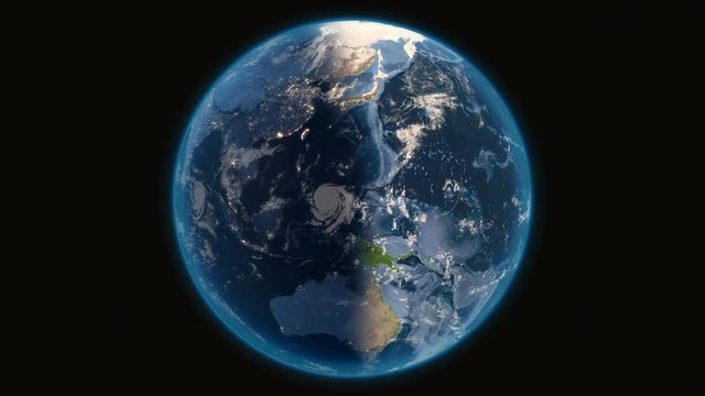Impressive 360-degree rotating planet Earth from the space day and night. Looped high-detailed footage in 4k on a solid black background. Some elements of this image furnished by NASA