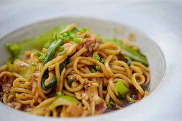 Chicken and bok choy stir fried noodle