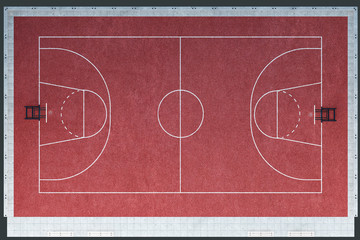 basketball court, baseline, Outdoor, 3d illustration