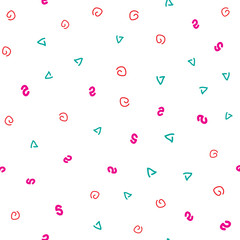 Abstract seamless pattern with different elements. Sketch, doodle, scribble. Simple vector illustration.