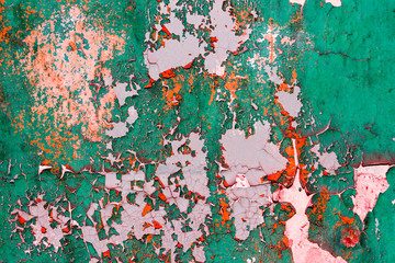 part of an old wall with peeling paint. abandoned building. architecture.