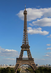 Fototapeta na wymiar Eiffel Tower also called Tour Eiffel in French language in Paris