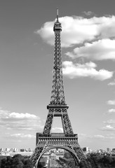 Eiffel Tower in Paris France with balck and white effect