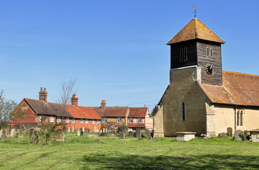 English Village Church and clocktower