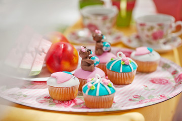 Cupcakes for a baby shower.