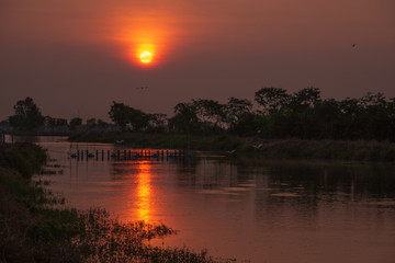 Obraz premium Landscape with sunset