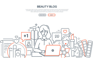 Fototapeta na wymiar Beauty blog - modern line design style web banner