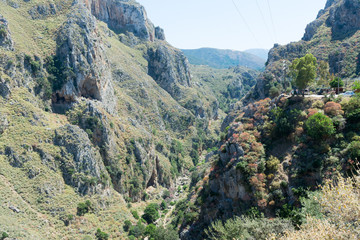 Crete. View of the mountain gorge on the road to Elafonisi