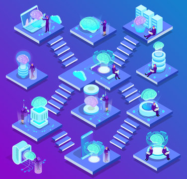 Artificial Intelligence Isometric Composition