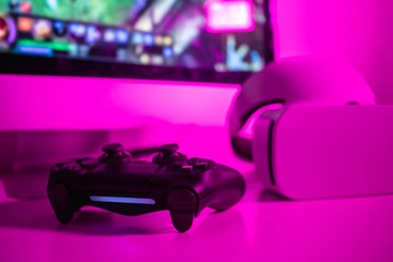 Controller near VR glasses and monitor