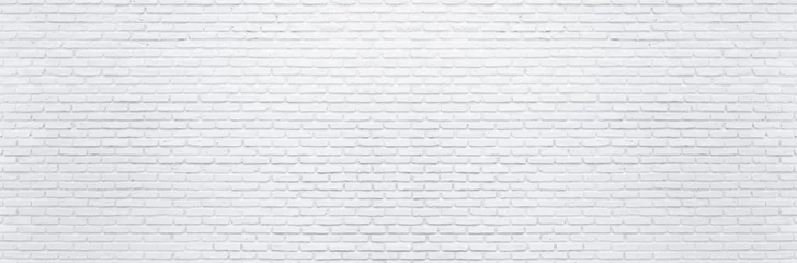 Crédence de cuisine en verre imprimé Mur de briques Abstract white brick wall texture background. Horizontal panoramic view of masonry brick wall.