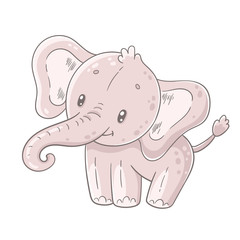 Cute cartoon elephant. Hand drawn vector illustration