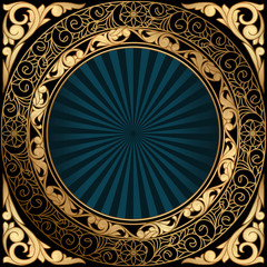 Golden ornate decorative vintage card