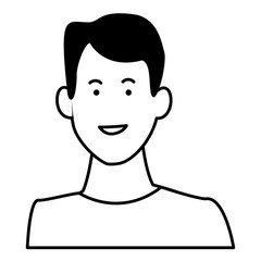 Young man smiling profile in black and white