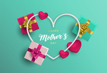 Fototapeta na wymiar Mothers Day card of pink decoration for mom love