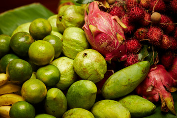 Tropical fruits background
