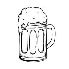 Beer illustration. Beer line drawing