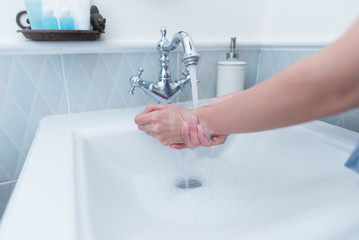 Cleaning Hands, Hands female washing cleaning.