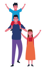 Family and kids cartoons isolated