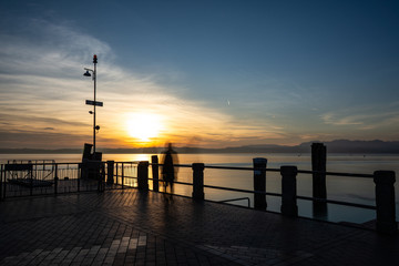 View of the Italian Lake Garda in Sirmione town, Italy