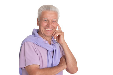 Portrait of senior man isolated on white background