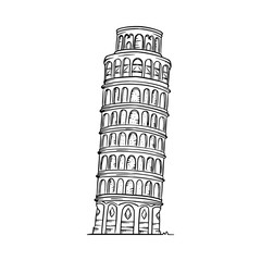Leaning Tower of Pisa vector illustration. Pisa line drawing