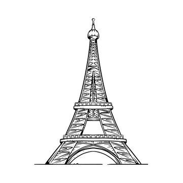 Eiffel Tower vector illustration. Eiffel Tower line drawing