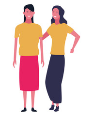Women friends cartoon isolated