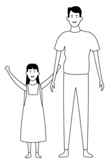 Single father with daughter in black and white