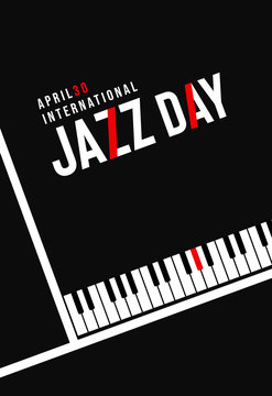 Jazz Day poster of black piano key background
