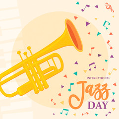 Jazz Day poster of saxophone music instrument