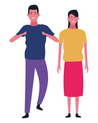 Young couple cartoon isolated