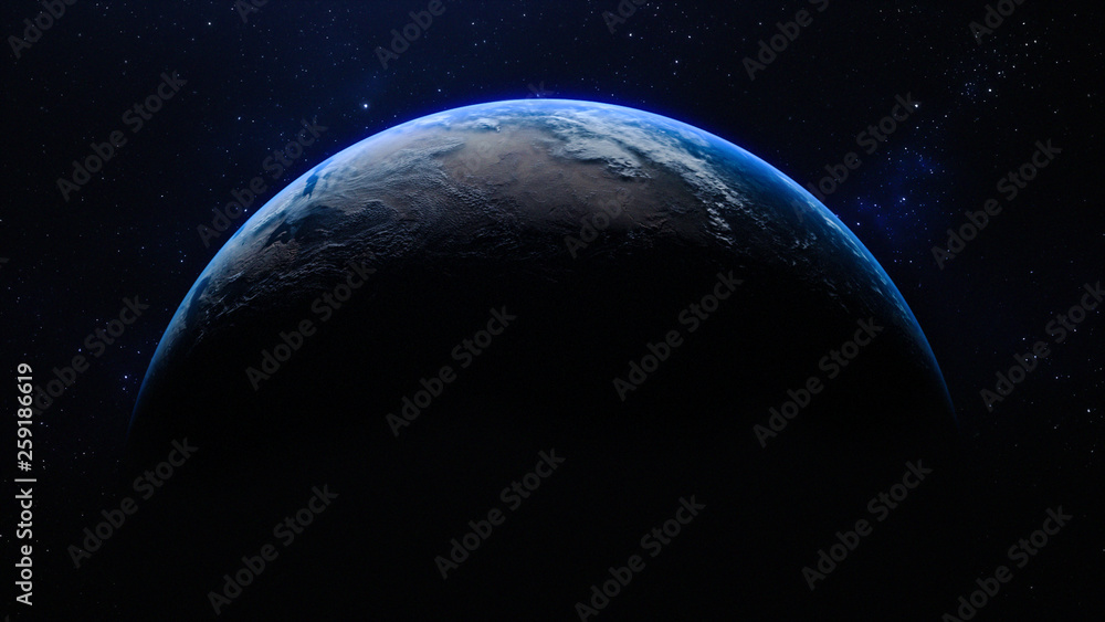 Wall mural 3d rendering earth rotation night to day. elements of this image furnished by nasa.