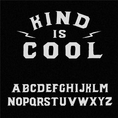 Kind is cool. Original logotype. Simple logo. Black style. Print for clothes or sticker. 