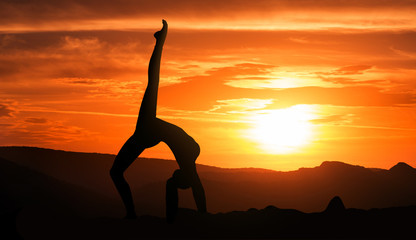 Sunset yoga concept