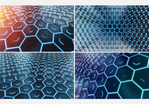 6 Abstract Hexagon Layout Backgrounds