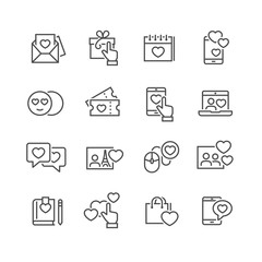 Love and Valentin s day line icons