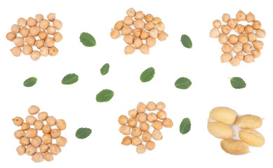 Peas isolated on white background, top view