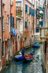 Naklejka na ściany i meble Traditional canal street in Venice, Italy
