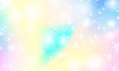 Unicorn rainbow background. Holographic sky