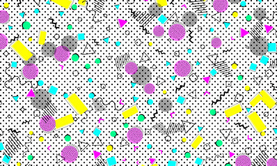 Pop art color background. Memphis pattern