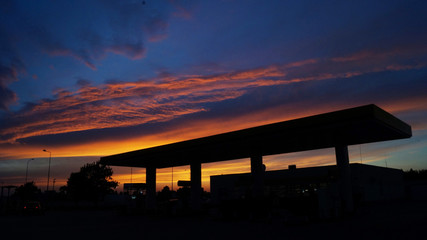 Sunset on the gas station